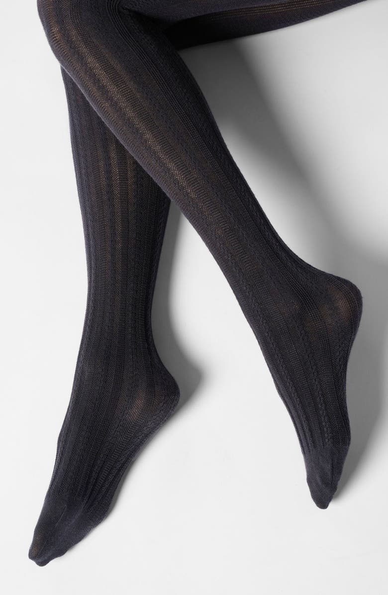 Oroblu Cotton Blend Tights, Alternate, color, Black