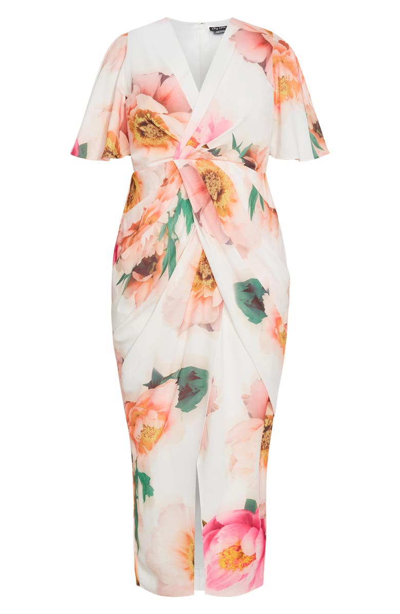 City Chic Braelynn Print Faux Wrap Maxi Dress, Alternate, color, Garden Party