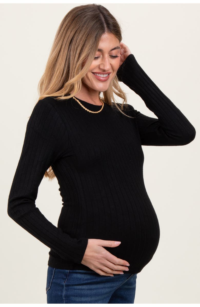 PinkBlush Ribbed Long Sleeve Maternity Top, Alternate, color, 