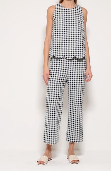 【fig L ondon】DECO gingham pants Lisa Marie Fernandez Scallop Gingam Bouclé Wide Leg Pants | Nordstrom