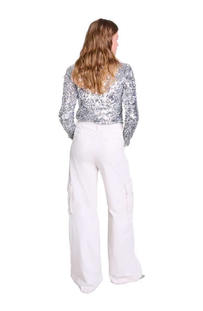 maje Long-sleeved sequinned top, Alternate, color, 