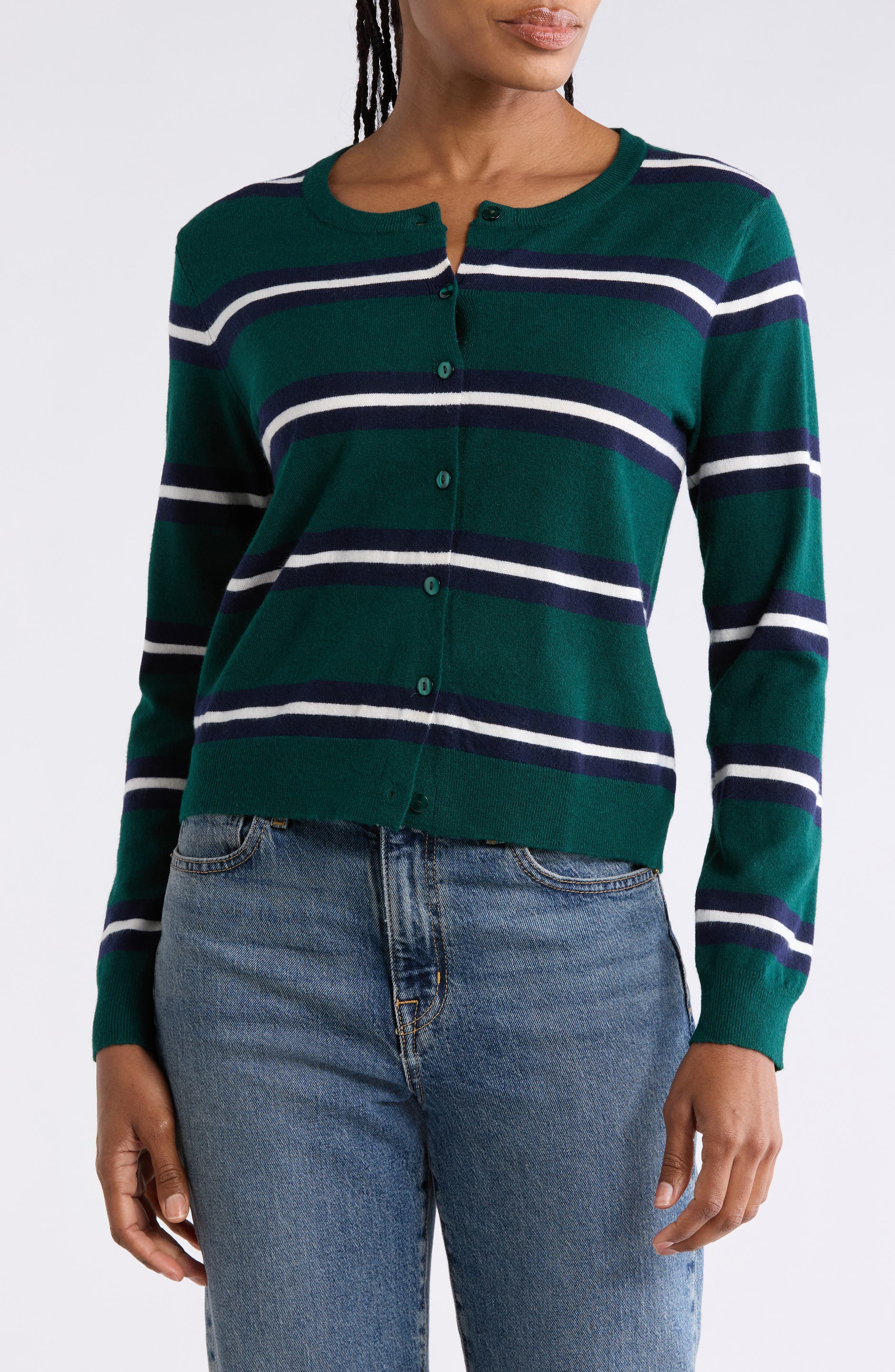 Buttoned Striped Cardigan
