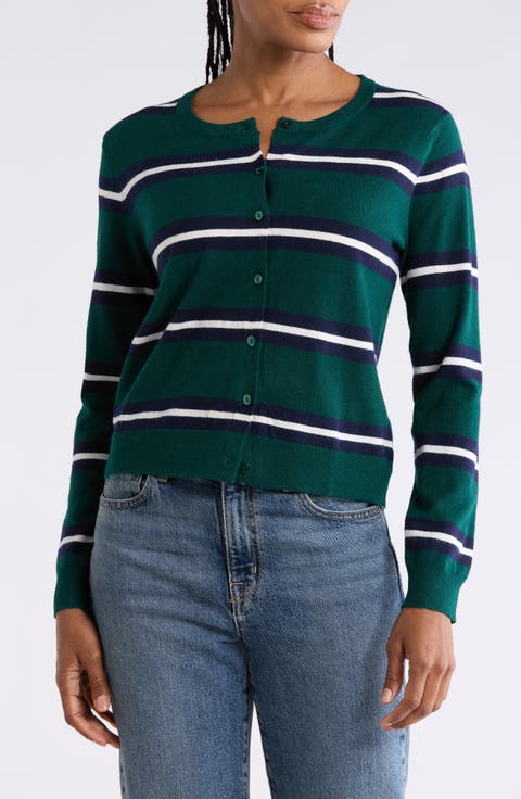 Buttoned Striped Cardigan