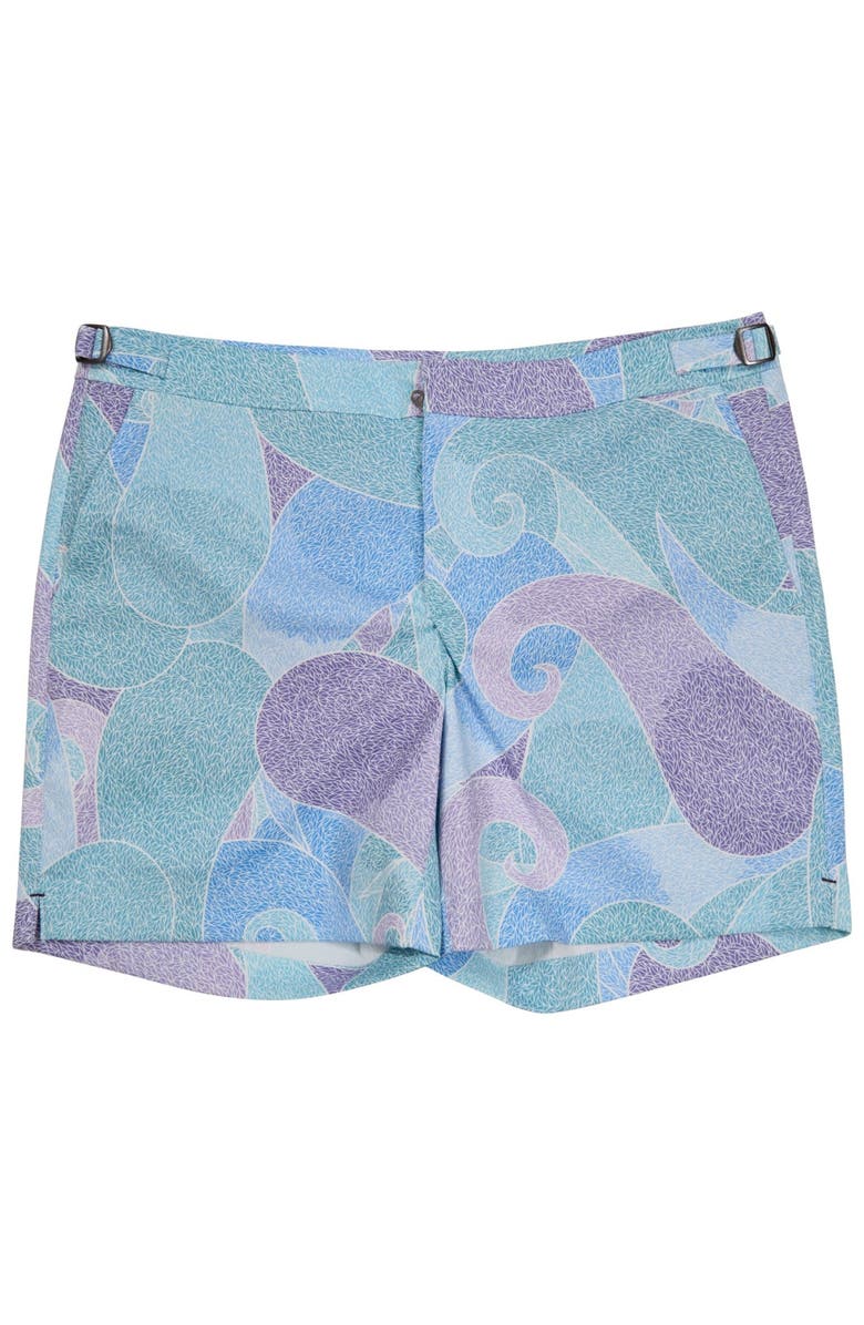 Lords of Harlech Grain Paisley Mens Tailored Swim Short, Alternate, color, Grain Paisley Teal