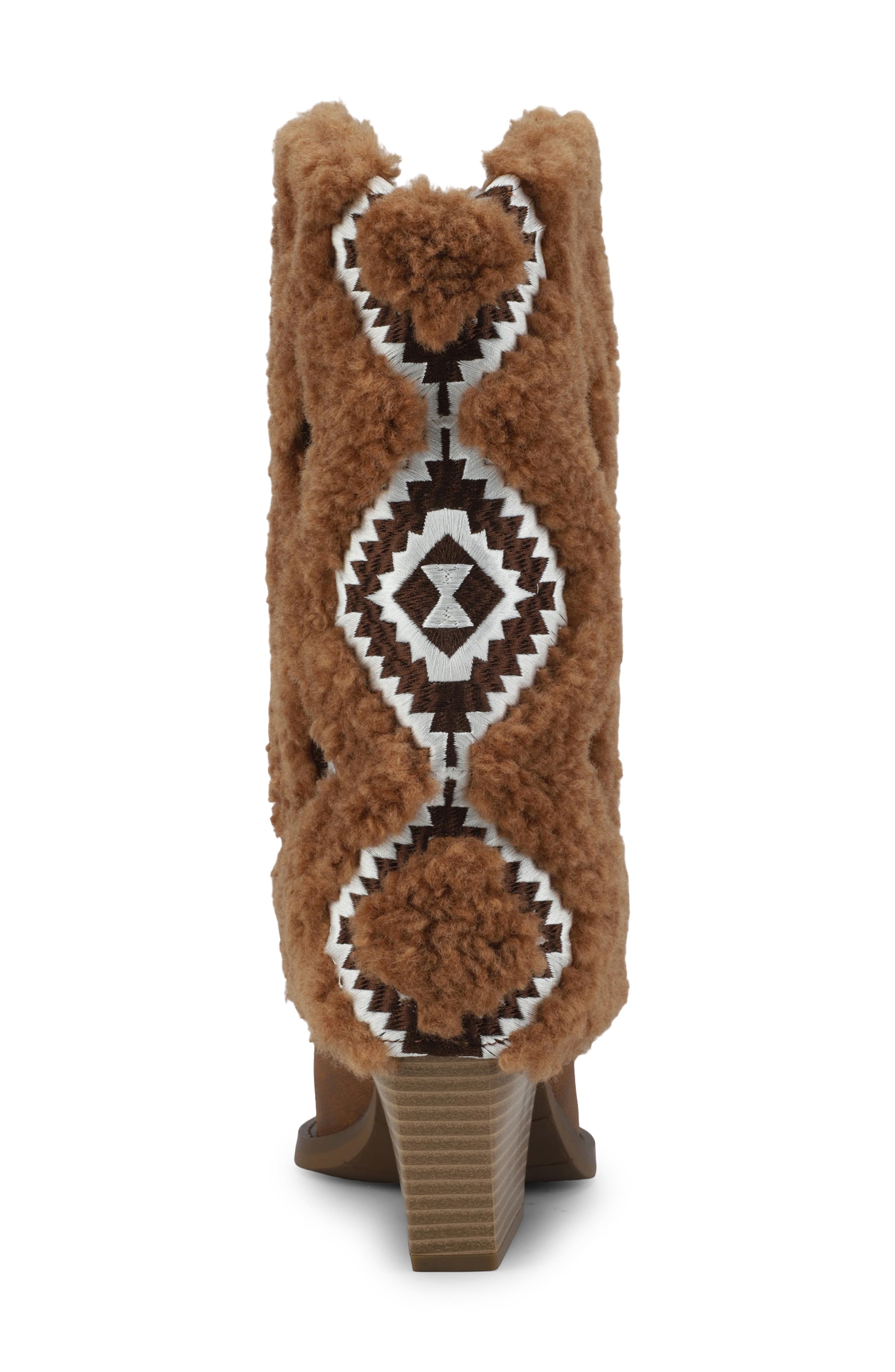 Big Bear Faux Fur Western Boot, Alternate, color, COGNAC