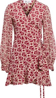 Diane von Furstenberg Emilia Long Sleeve Wrap Minidress