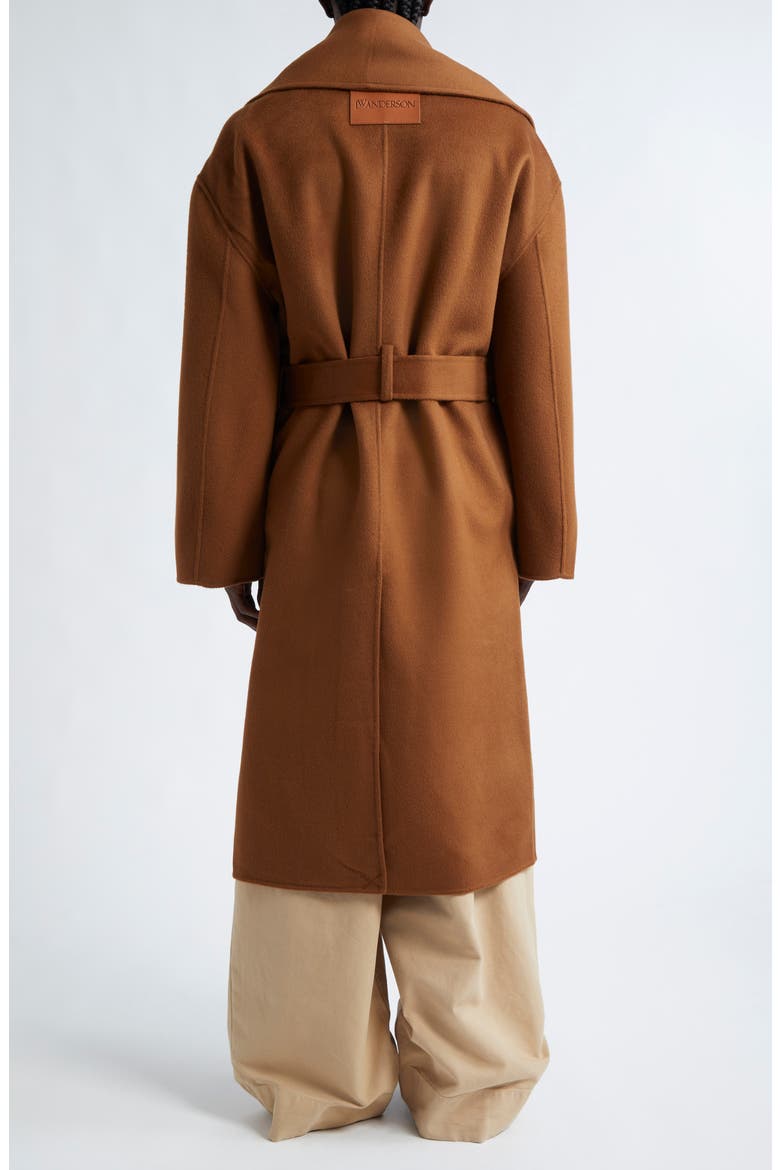Belted Oversize Wool Wrap Coat, Alternate, color, TOBACCO