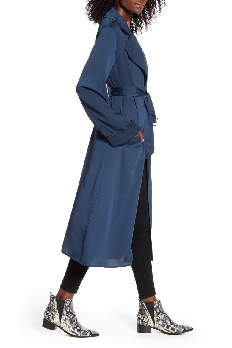 Bonjour Trench Coat, Alternate, color, DARK TEAL