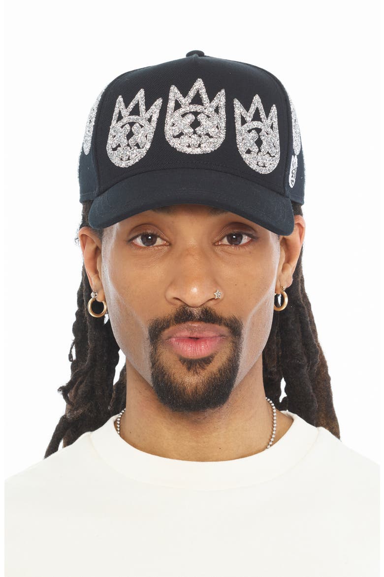 Graphic Crystal A-Frame Baseball Cap, Alternate, color, BLACK