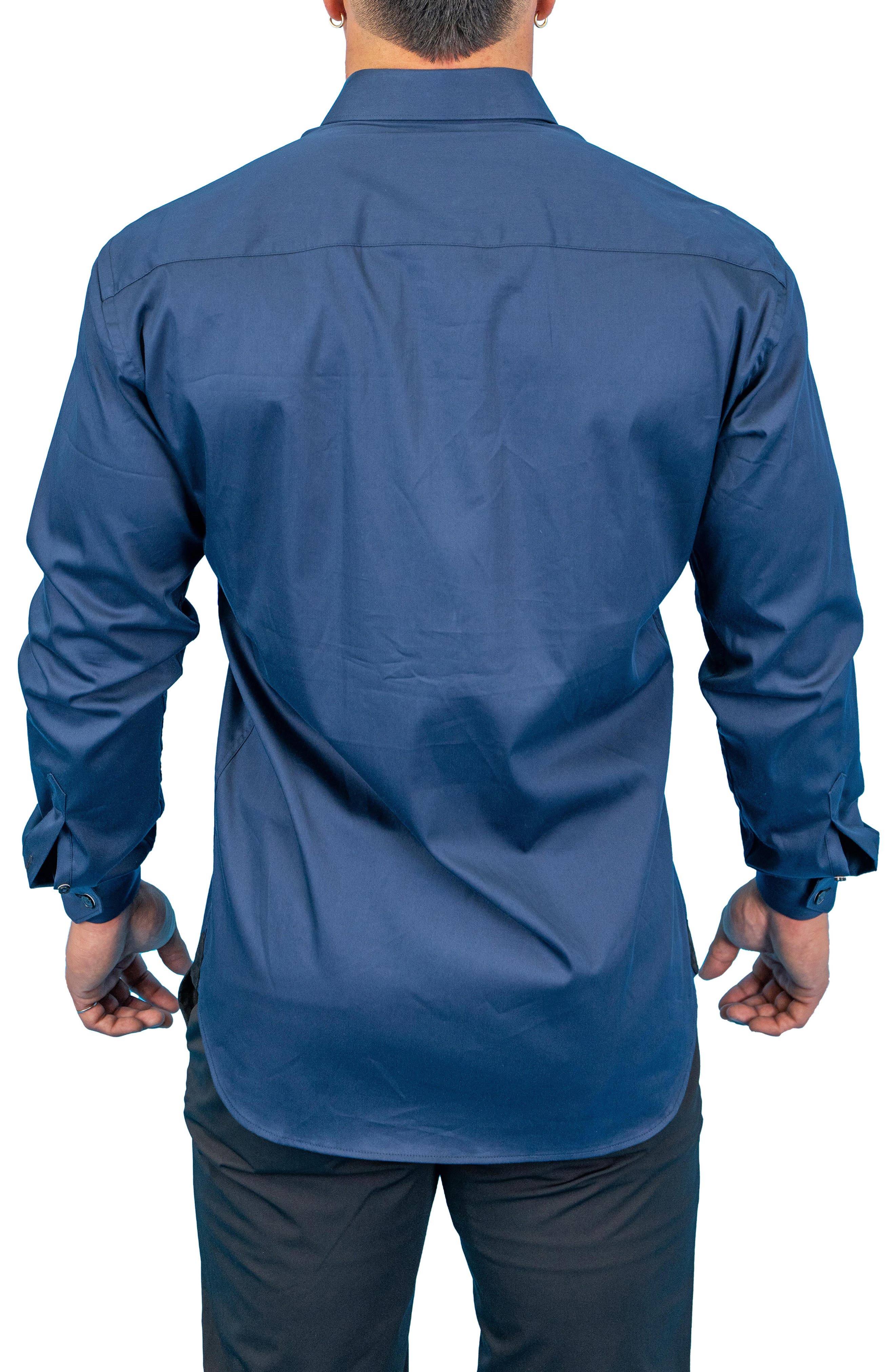 Maceoo Fibonacci Dark Denim Blue Contemporary Fit Button-Up Shirt (Men ...