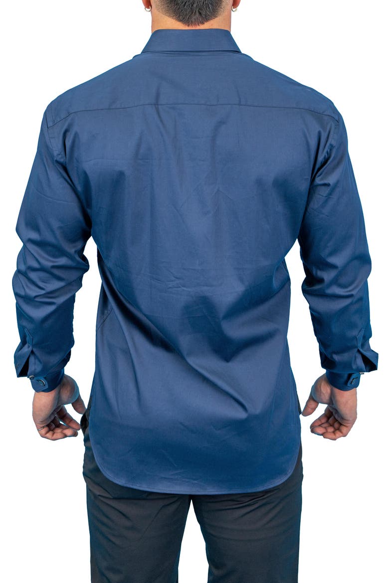 Fibonacci Dark Denim Blue Contemporary Fit Button-Up Shirt, Alternate, color, BLUE