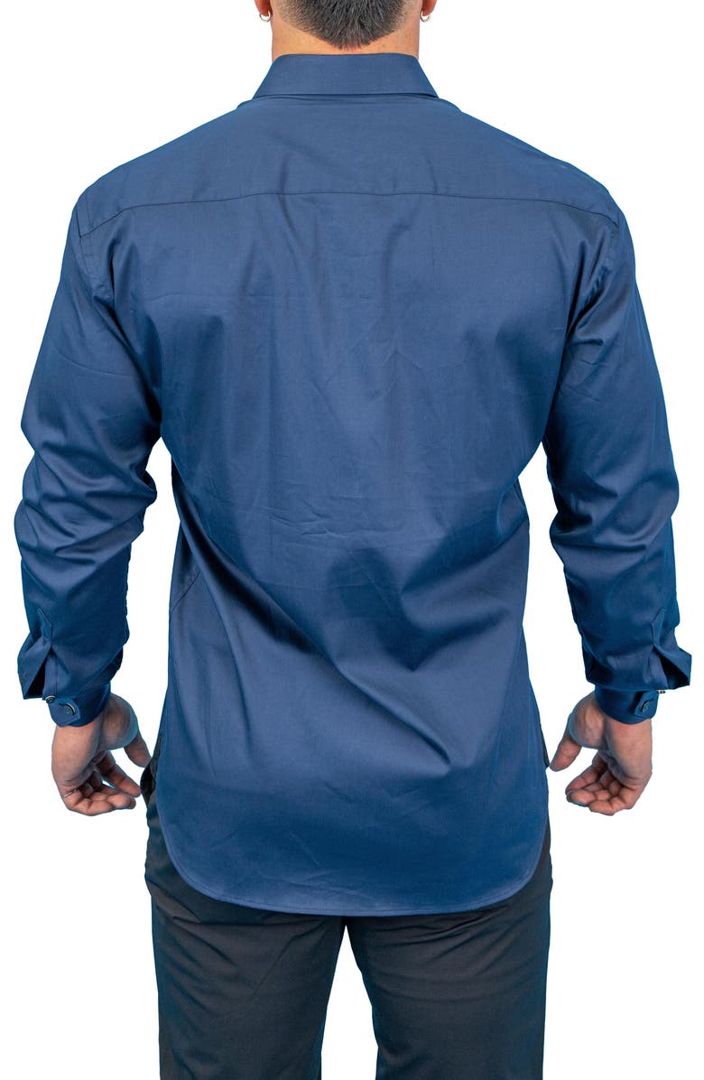 Maceoo Fibonacci Dark Denim Blue Contemporary Fit Button-Up Shirt, Alternate, color, Blue