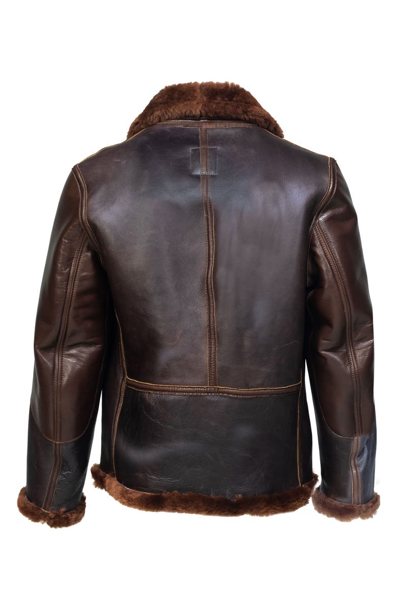 Schott NYC Genuine Shearling B-3 Bomber Jacket, Alternate, color, 