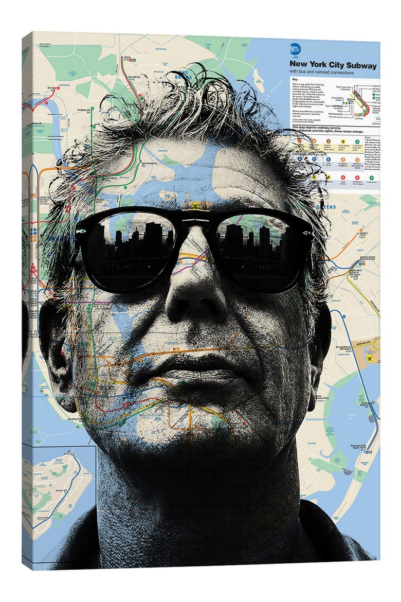 Anthony Bourdain Map Art by Dane Shue Canvas Wall Art - 18" x 26", Main, color, MULTI
