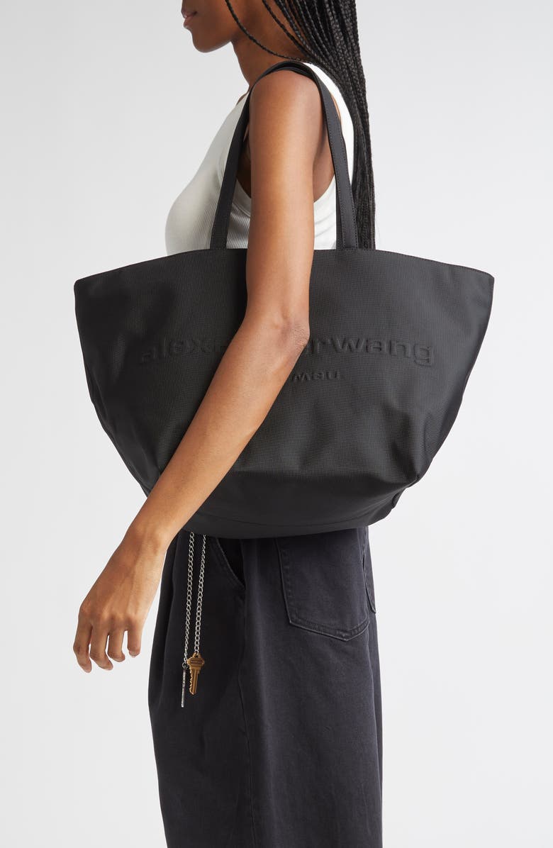 Alexander Wang Punch Nylon Canvas Tote, Alternate, color, Black