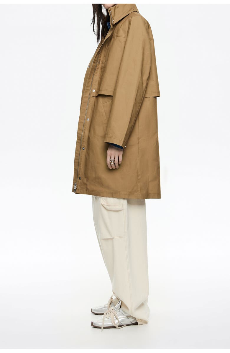 Bimba y Lola Technical Cotton Straight Trench, Alternate, color, Khaki