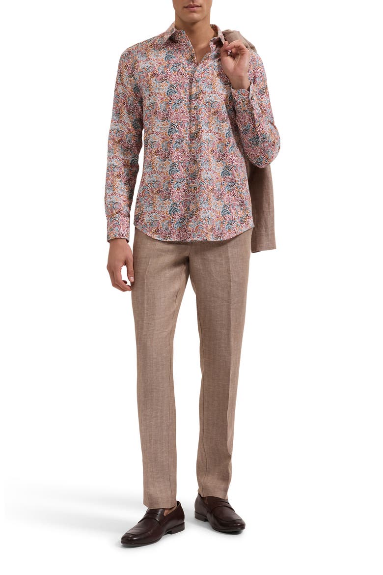 Julian Shaped Fit Paisley Cotton Button-Up Shirt, Alternate, color, SIENNA