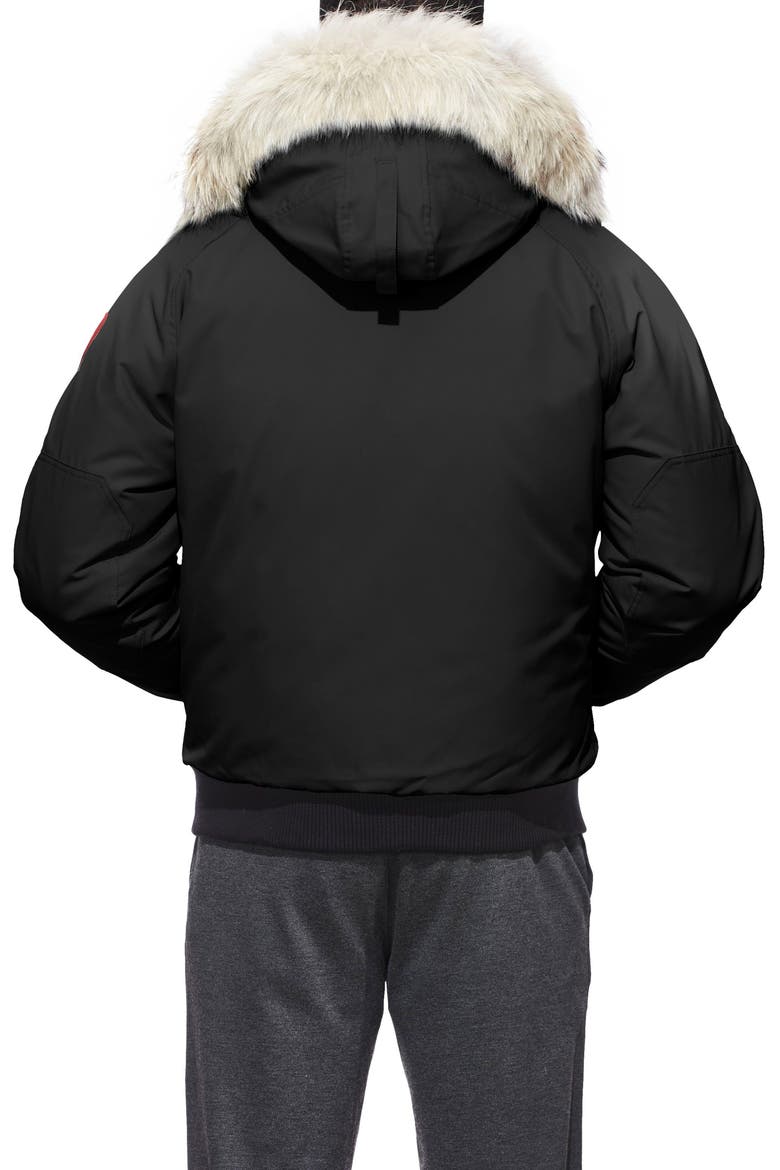 Chilliwack Down Bomber Jacket with Genuine Coyote Fur Trim, Alternate, color, BLACK