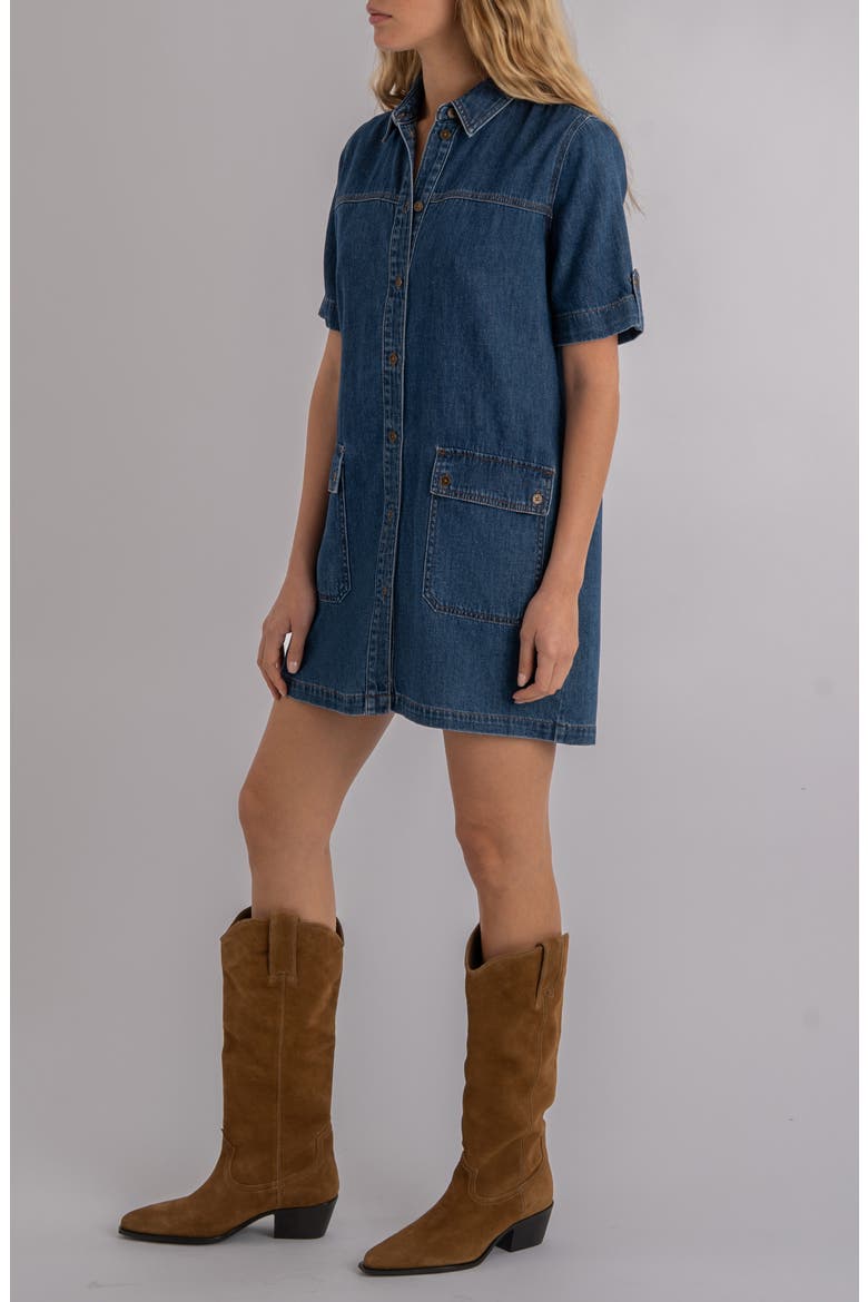 Eliza Denim Mini Shirtdress, Alternate, color, CAPTURING