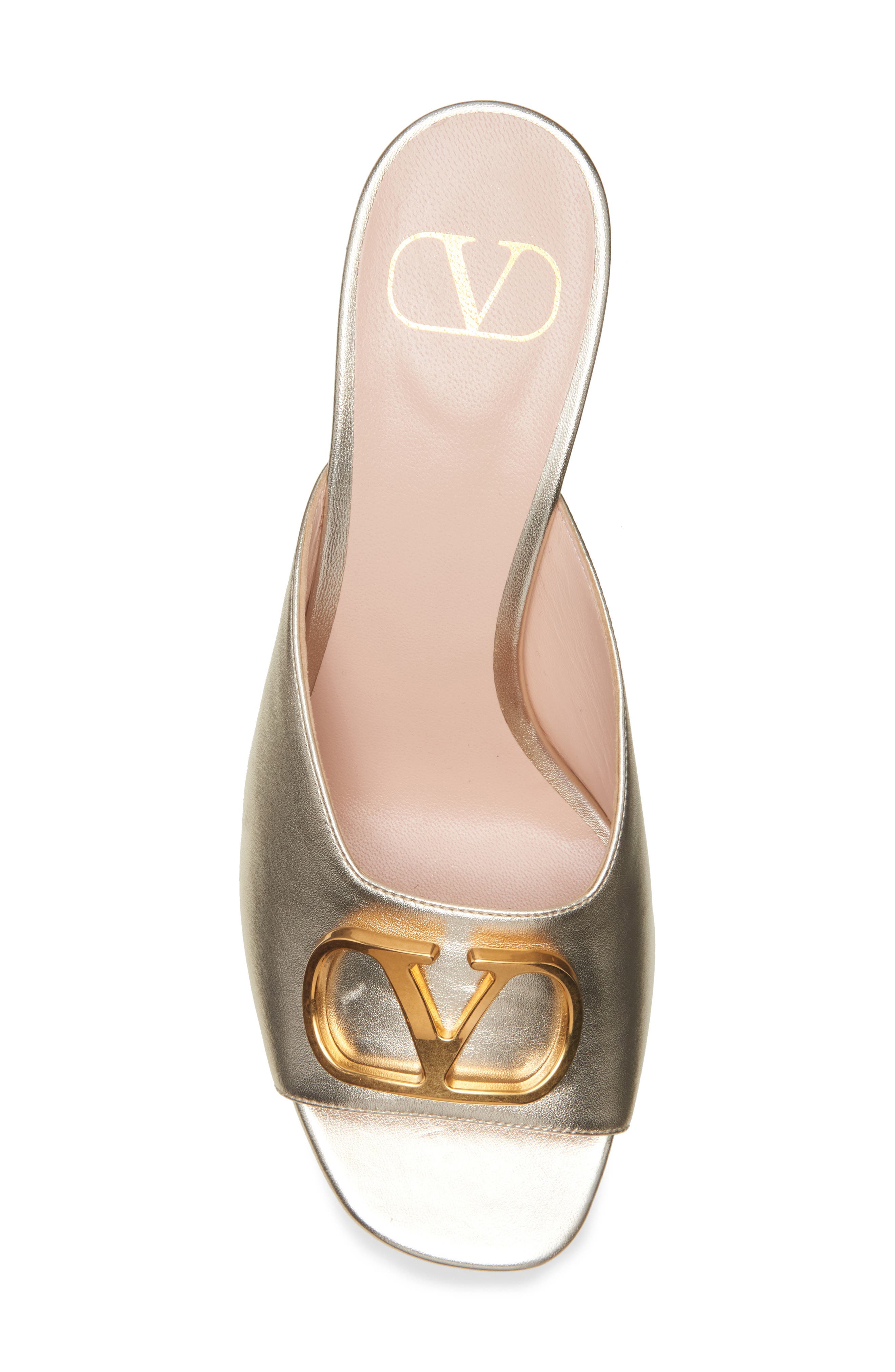 Valentino Garavani VLOGO Signature Metallic Sandal, Alternate, color, Platinum
