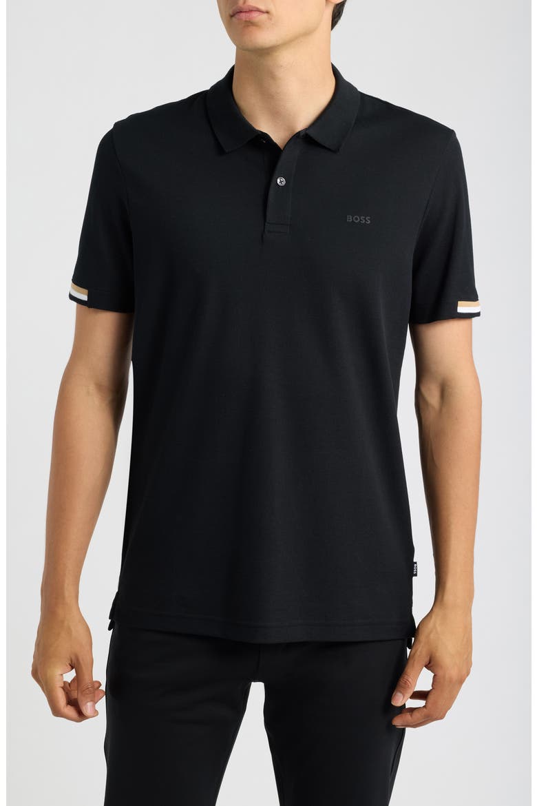 Parlay Solid Cotton Piqué Polo, Main, color, BLACK