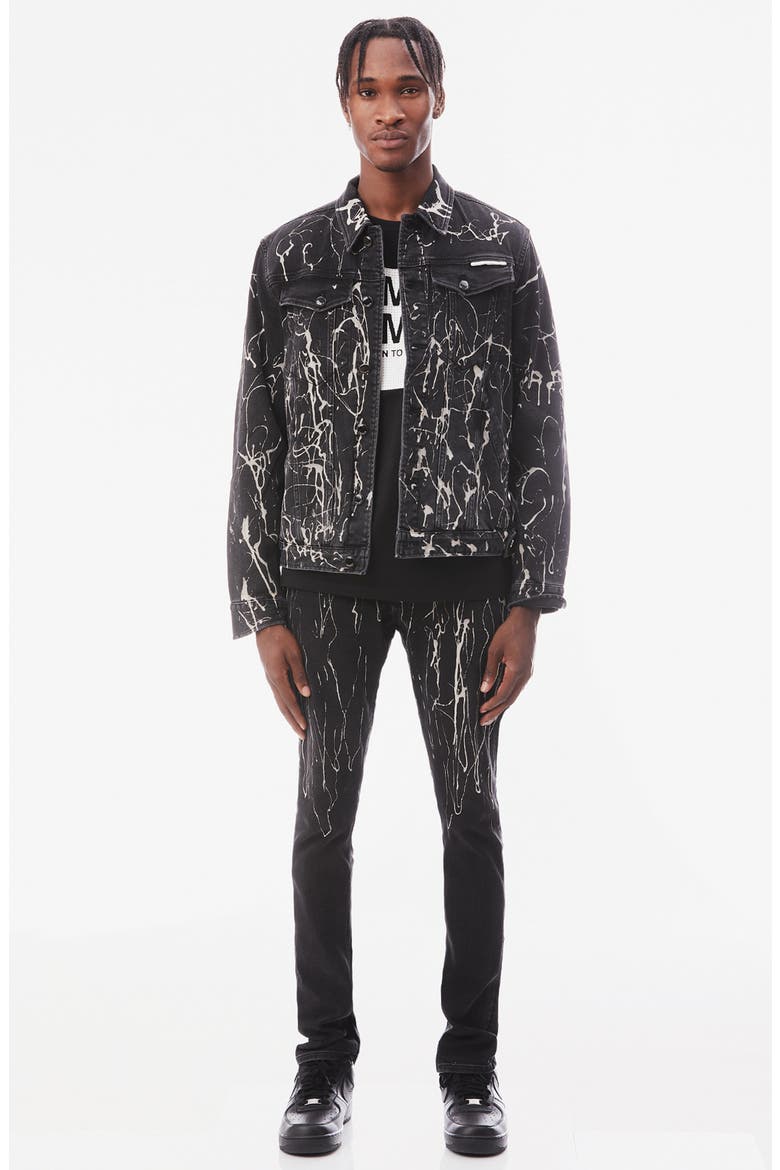 MK2 Paint Splatter Denim Jacket, Alternate, color, BLACK OPIUM