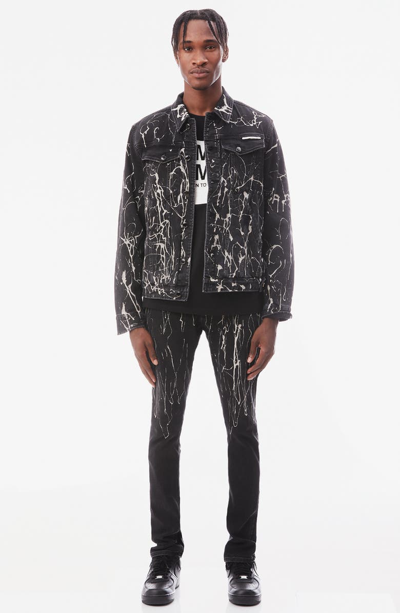 HVMAN MK2 Paint Splatter Denim Jacket, Alternate, color, Black Opium