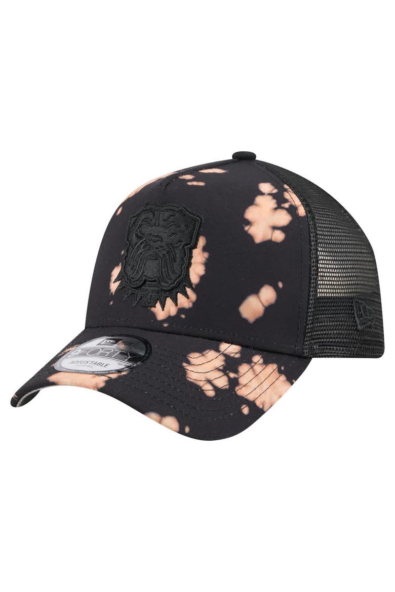 Men's New Era Black Cleveland Browns Bleached A-Frame 9FORTY Trucker Adjustable Hat, Main, color, Black