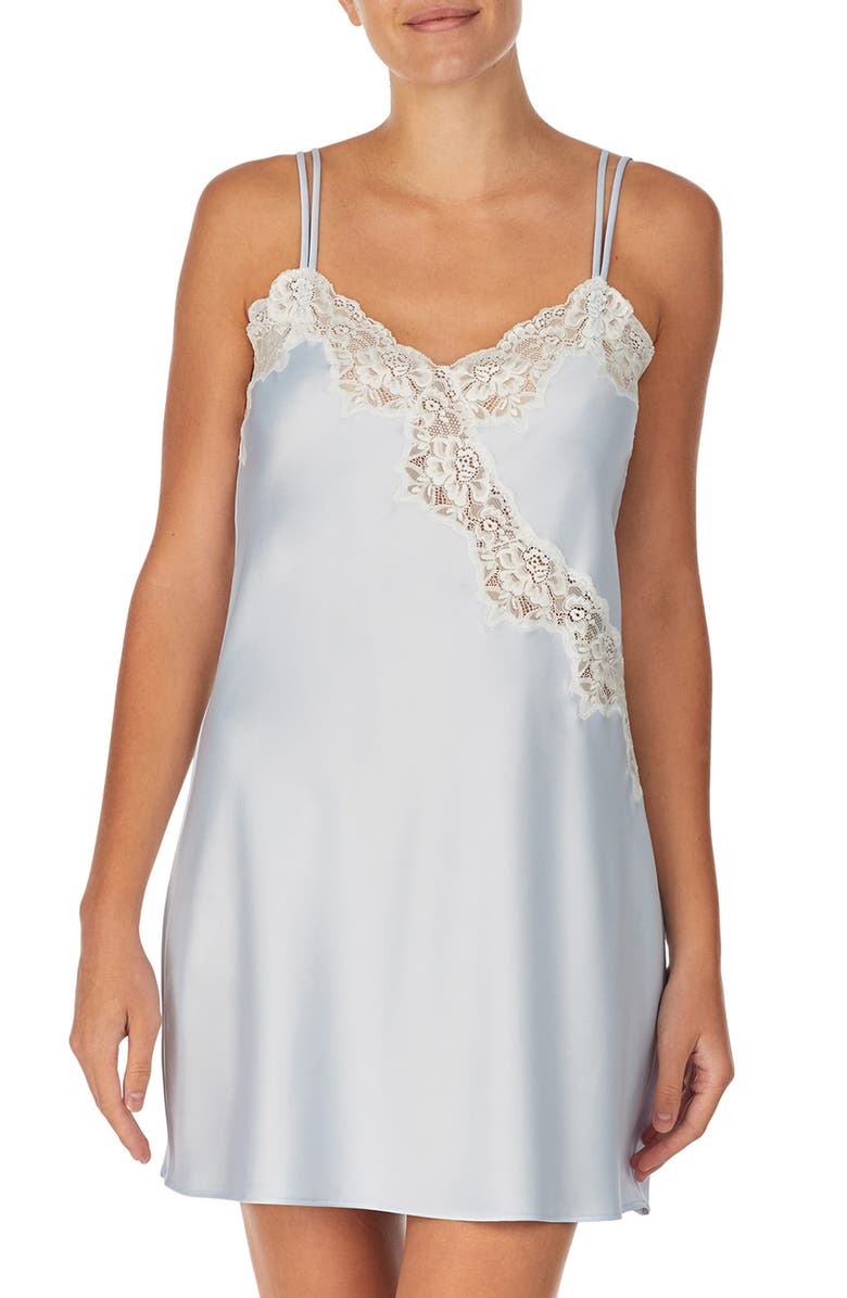 Lauren Ralph Lauren Double Strap Lace Chemise, Main, color, Blue