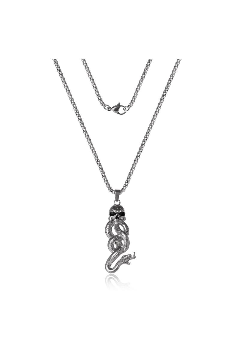 Dark Mark Skull and Snake Pendant Necklace, 22", Alternate, color, Silver