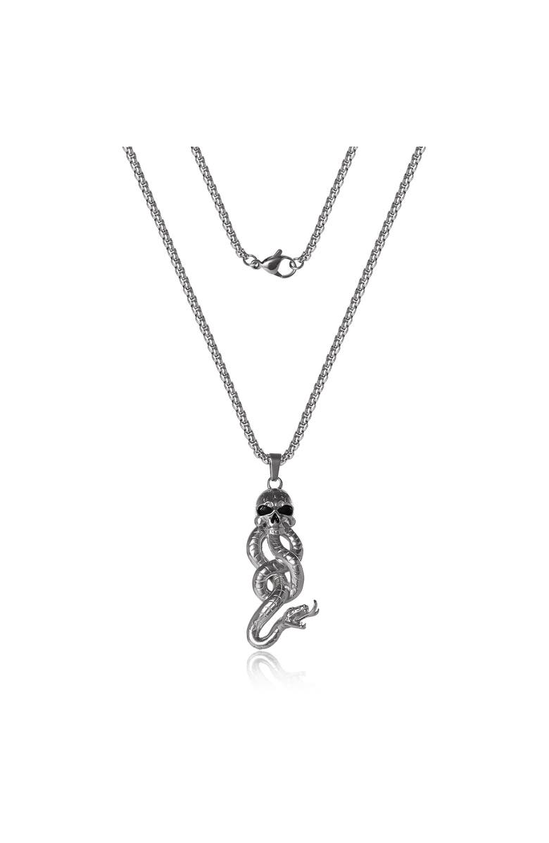 HARRY POTTER Dark Mark Skull and Snake Pendant Necklace, 22", Alternate, color, Silver