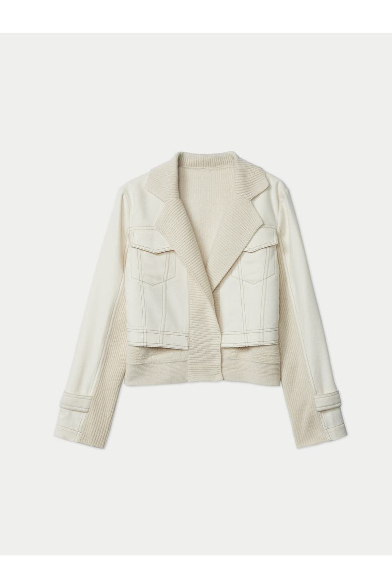 Cashmere Knit and Sew Cropped Jacket, Main, color, off white