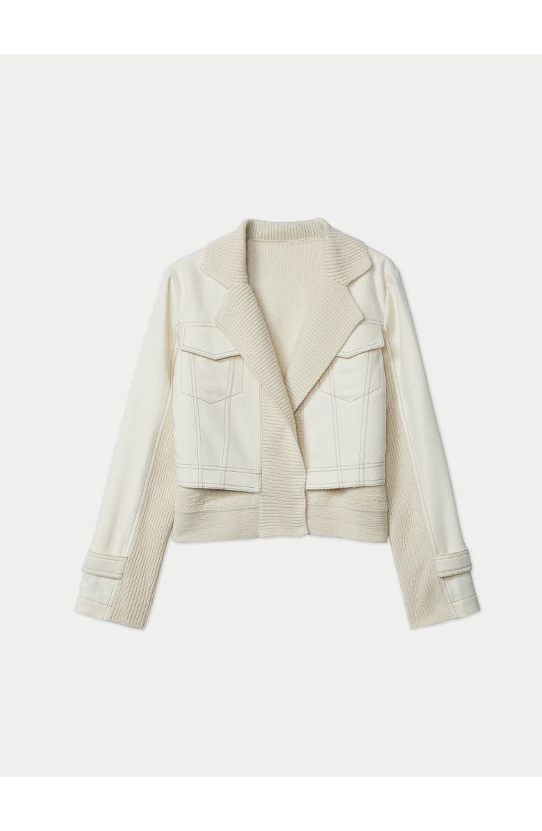Gobi Cashmere Cashmere Knit and Sew Cropped Jacket, Main, color, Off White