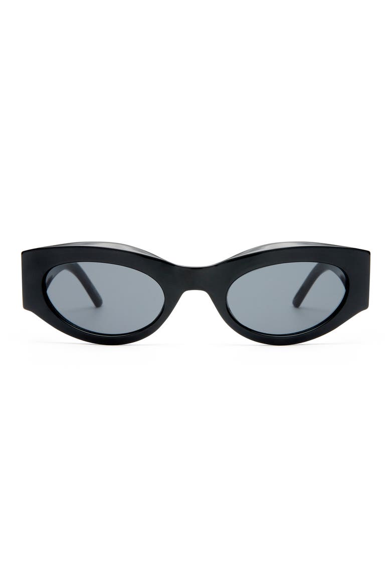 Body Bumpin' II 50mm Oval Sunglasses, Main, color, BLACK