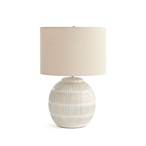 Antoni Hatch Mark Pattern Decorative Contemporary Table Lamp w/ Linen Shade