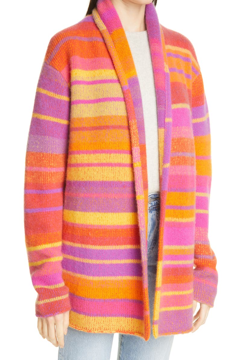 The Elder Statesman Stripe Italy Cashmere Smoking Jacket, Alternate, color, 