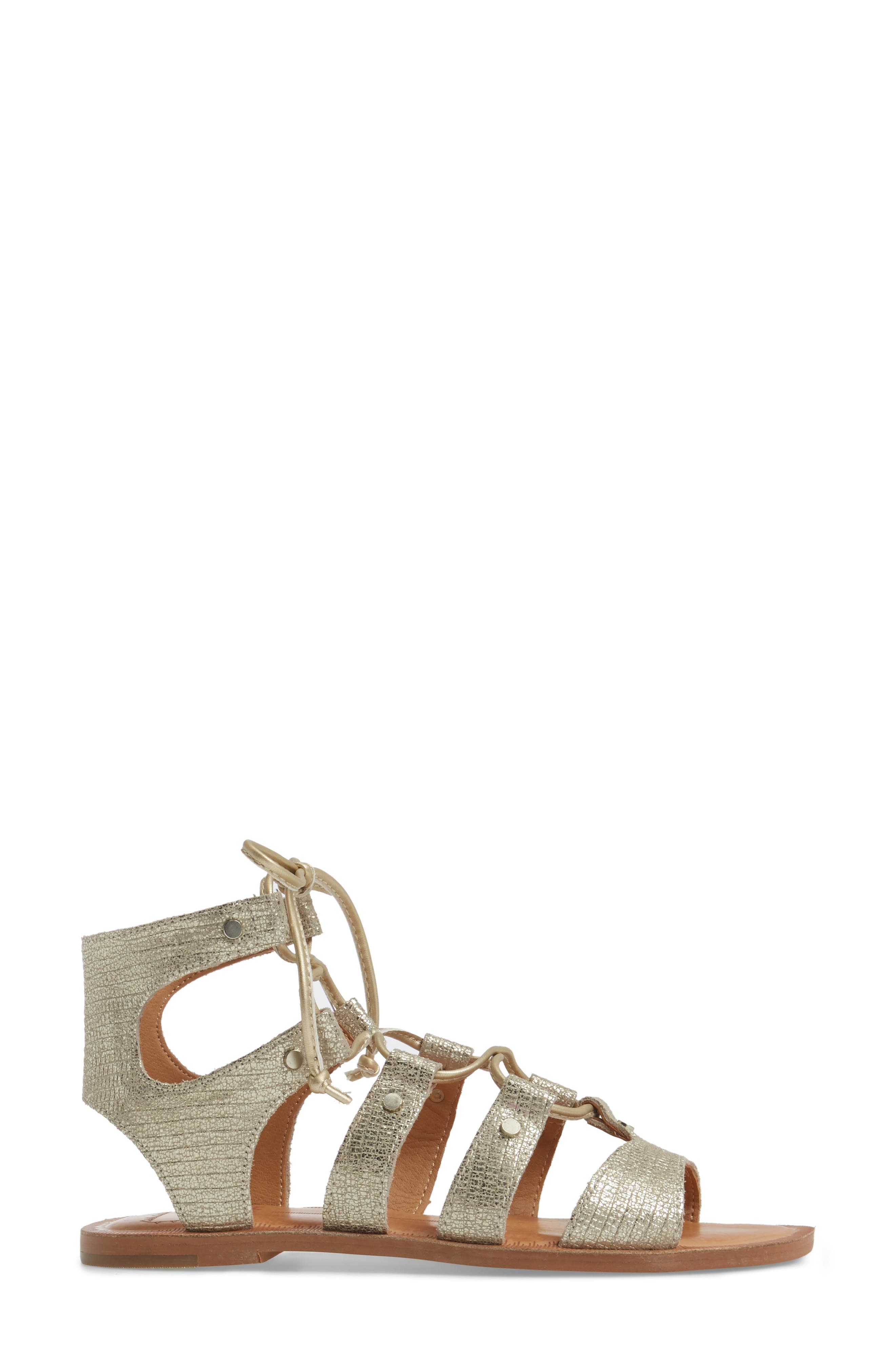 'Jasmyn' Ghillie Sandal, Alternate, color, LIGHT GOLD/GOLD LEATHER