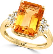 EFFY 14K Yellow Gold Emerald-Cut Citrine Diamond Statement Ring