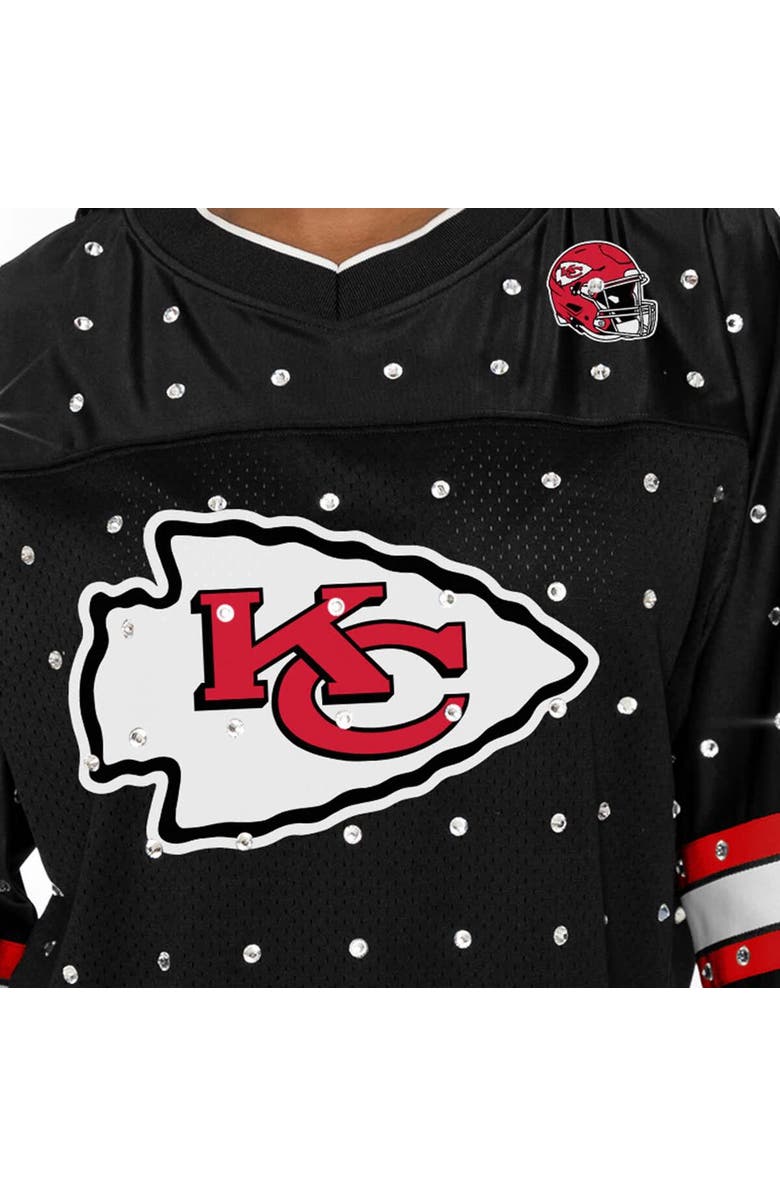 GAMEDAY COUTURE Women's Gameday Couture Black Kansas City Chiefs Kickoff Time Allover Rhinestone Sports Stripe Jersey V-Neck T-Shirt, Alternate, color, 
