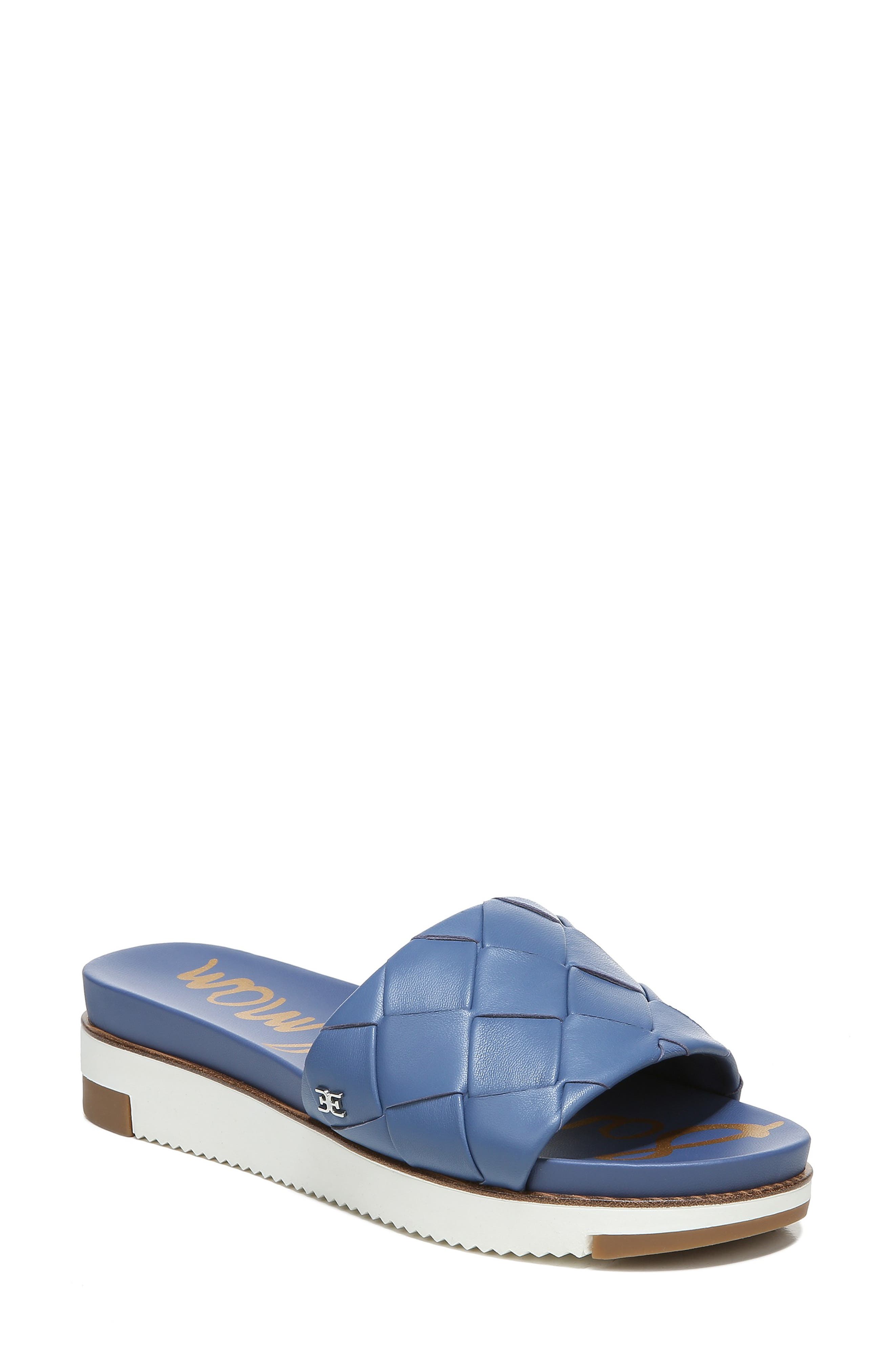 Adaley Platform Slide Sandal, Main, color, MARLIN BLUE LEATHER