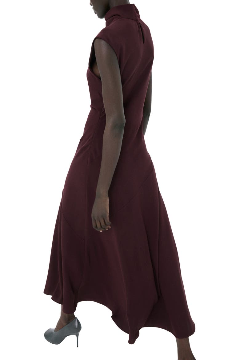 Drape Mock Neck Sleeveless Midi Dress, Alternate, color, WINE