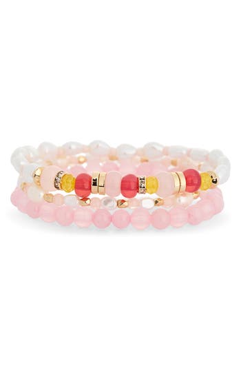 Nordstrom Rack 3-pack Faux Pearl Mixed Bead Bracelets In Multi