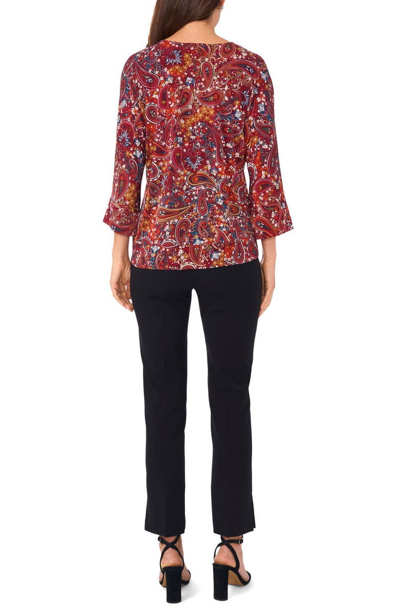 Chaus Paisley Print Side Tie Top, Alternate, color, Brown Paisley 201
