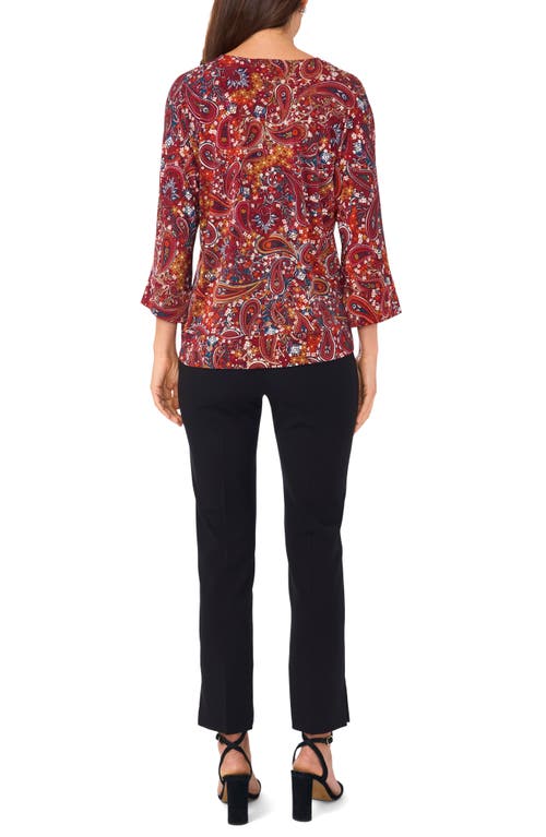 Chaus Paisley Print Side Tie Top In Brown Paisley 201