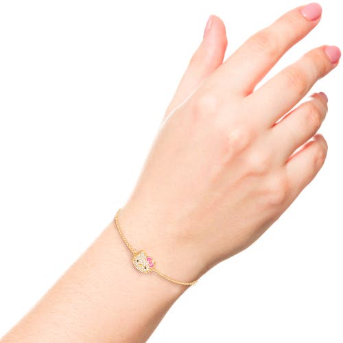Hello Kitty Authentic Pave Face Lariat Bracelet In Gold