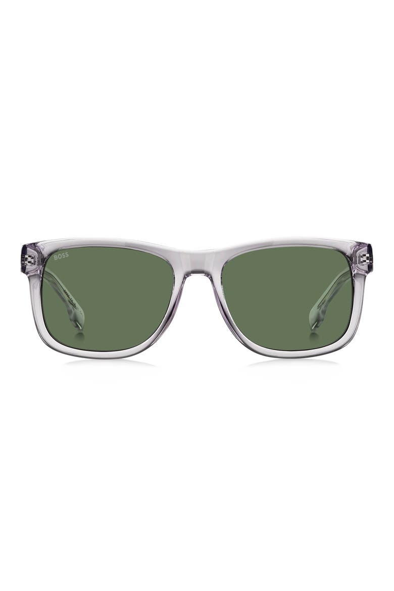 1568 55mm Polarized Gradient Rectangular Sunglasses, Main, color, CRYSTAL