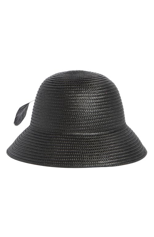 Collection Xiix Braid Feather Bow Cloche In Black