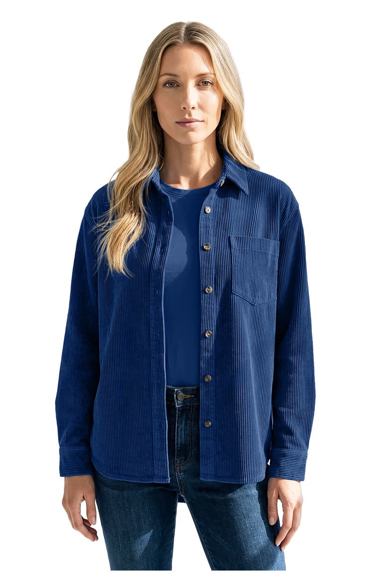 Corduroy Button Front Shirt, Main, color, EVENING BLUE