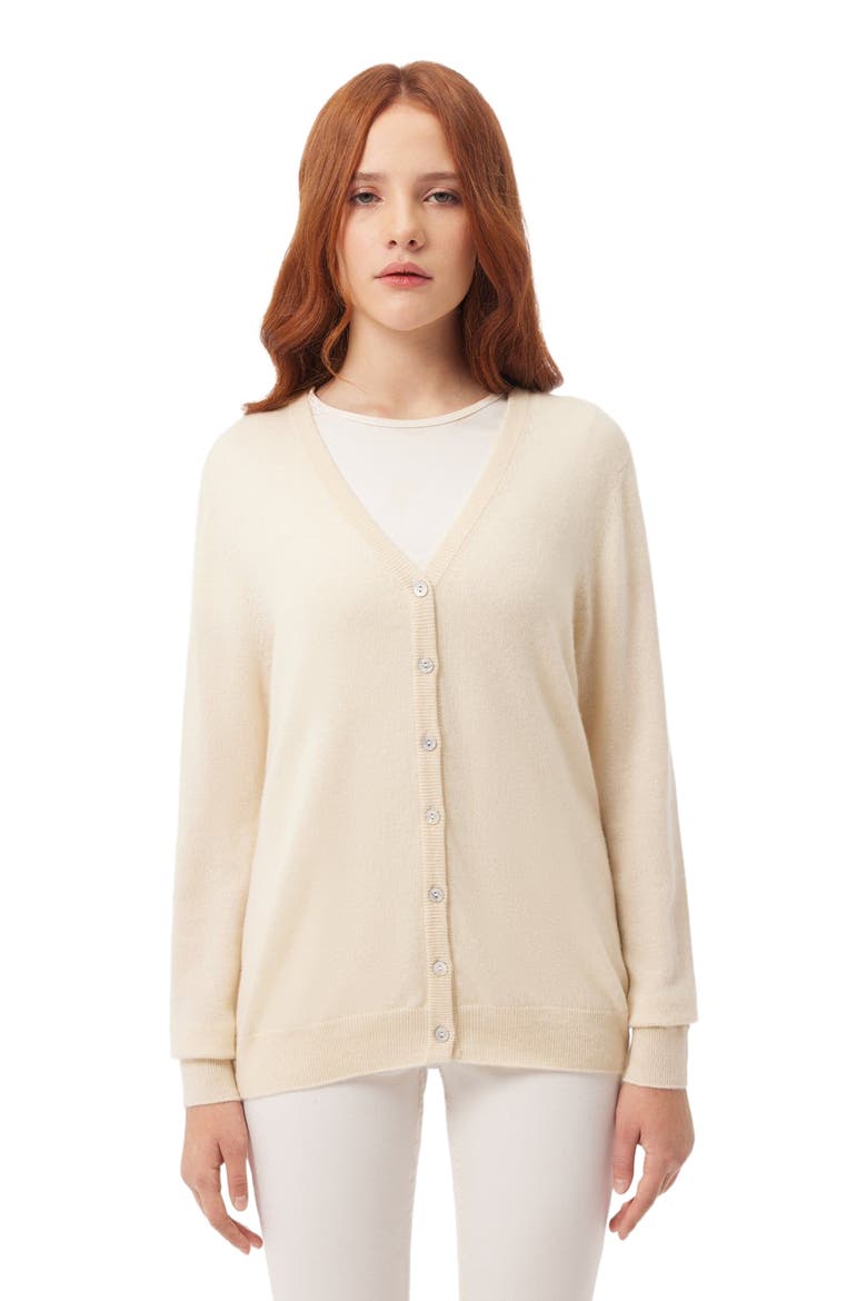 Essential Cashmere V-Neck Cardigan, Alternate, color, off white
