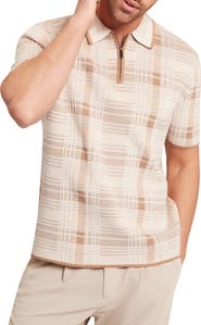 Ted Baker Halpirt Check Quarter Zip Polo